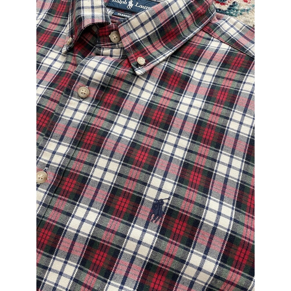 Ralph Lauren Classic Fit Multicolor Plaid Men's Button‎ Down Long Sleeve Size XL